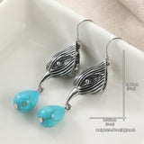 PENDIENTES VINTAGE PLATA TON GÉOMÉTRIQUE IRRÉGULIER FORME TURQUESA GOTA