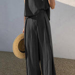 Linen Blends Casual Pants Set