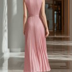 VESTIDO MAXI ROSA EMPOLVADO CON CUERPO ESTRUCTURADO - VALERINA MARBELLA