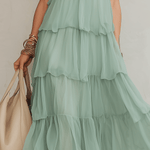VESTIDO MAXI HALTER EN TONO MENTA - VALERINA MARBELLA