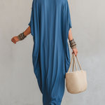 Peacock Blue Loose Casual Dress