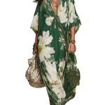 Emerald Bloom Flowing Bohemian Maxi Dress
