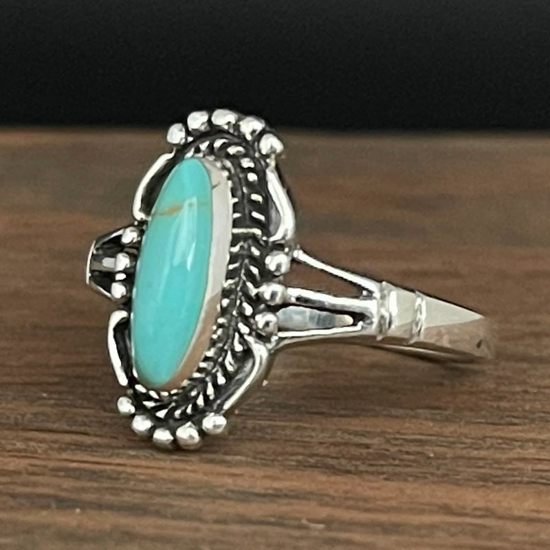 ANILLO NL/RETRO TURQUESA ANILLO BOHEMIO MARQUISE ANILLO PERSONNALISÉ ETHNIQUE FEMMES GESCHIKT COTIDIANON USAGE PARFAIT CADEAU AMOUREUX SAINT-VALENTIN FÊTES NOËL