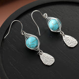 PENDIENTES ELEGANTE RÉTRO FIL ENROULÉ TURQUESA MÉTAL COLGANTE