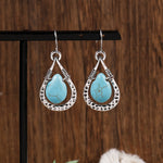PENDIENTES VINTAGE RÉTRO EAU GOTA STYLE TURQUESA COLGANTE