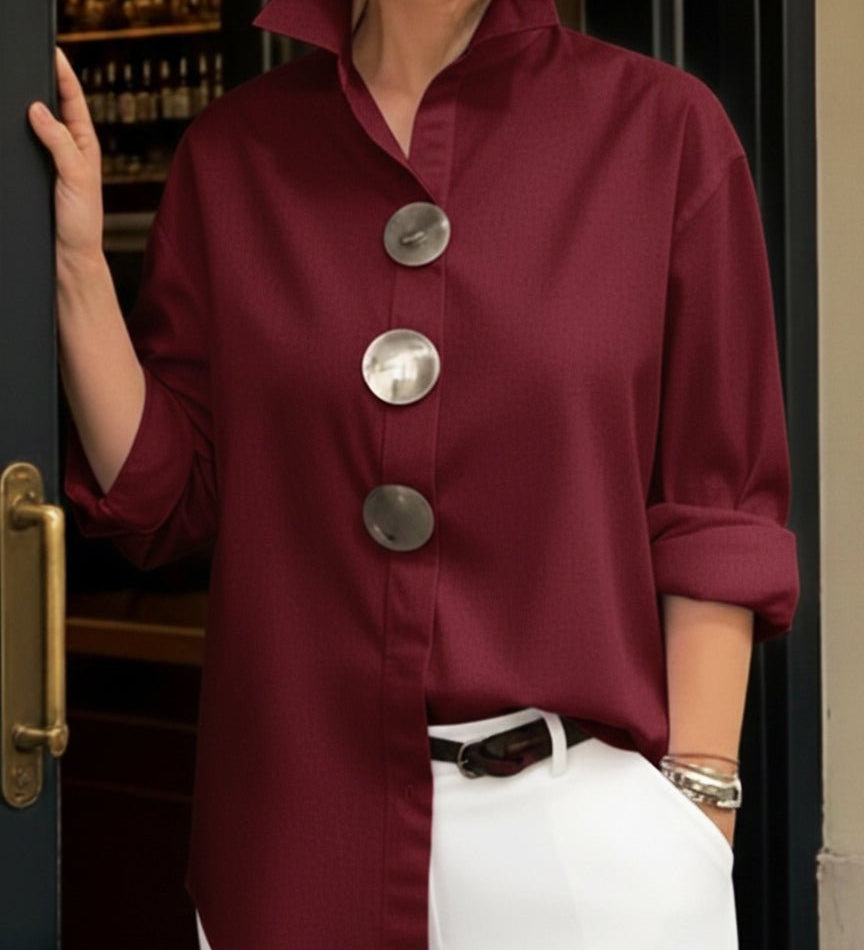 BLUSA DE LINO Y ALGODÓN CON CUELLO REFINADO - VALERINA MARBELLA