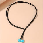 COLLAR MINIMALISTA BOHEMIO TURQUESA REDONDO PERLES RÉGLABLE COLLAR RAS-DE-COU