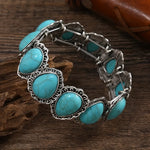 PULSERA VINTAGE TURQUESA ÓVALO PLATA PLAQUÉ IMPOSANT
