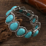 PULSERA VINTAGE TURQUESA ÓVALO PLATA PLAQUÉ IMPOSANT