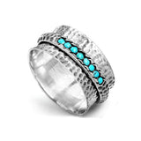 ANILLO ELEGANTE MARTELÉ PLATA PLAQUÉ TURQUESA ANTI-STRESS