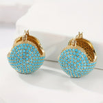 PENDIENTES CLÁSICO RÉTRO STYLE ORO TURQUESA BOMBÉ ARO