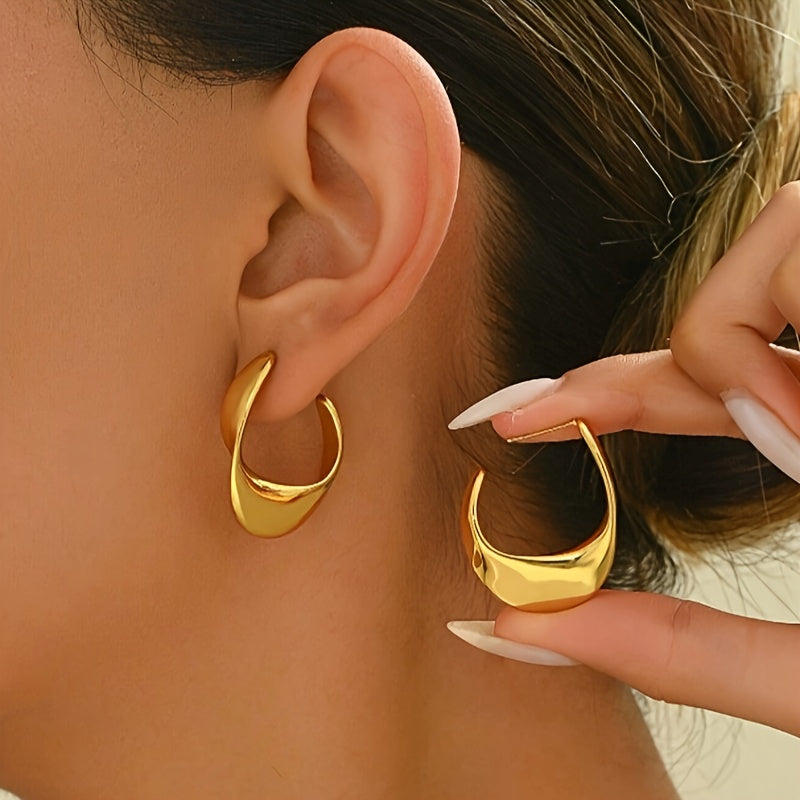 PENDIENTES SCULPTÉ CROISSANT ARO | ORO