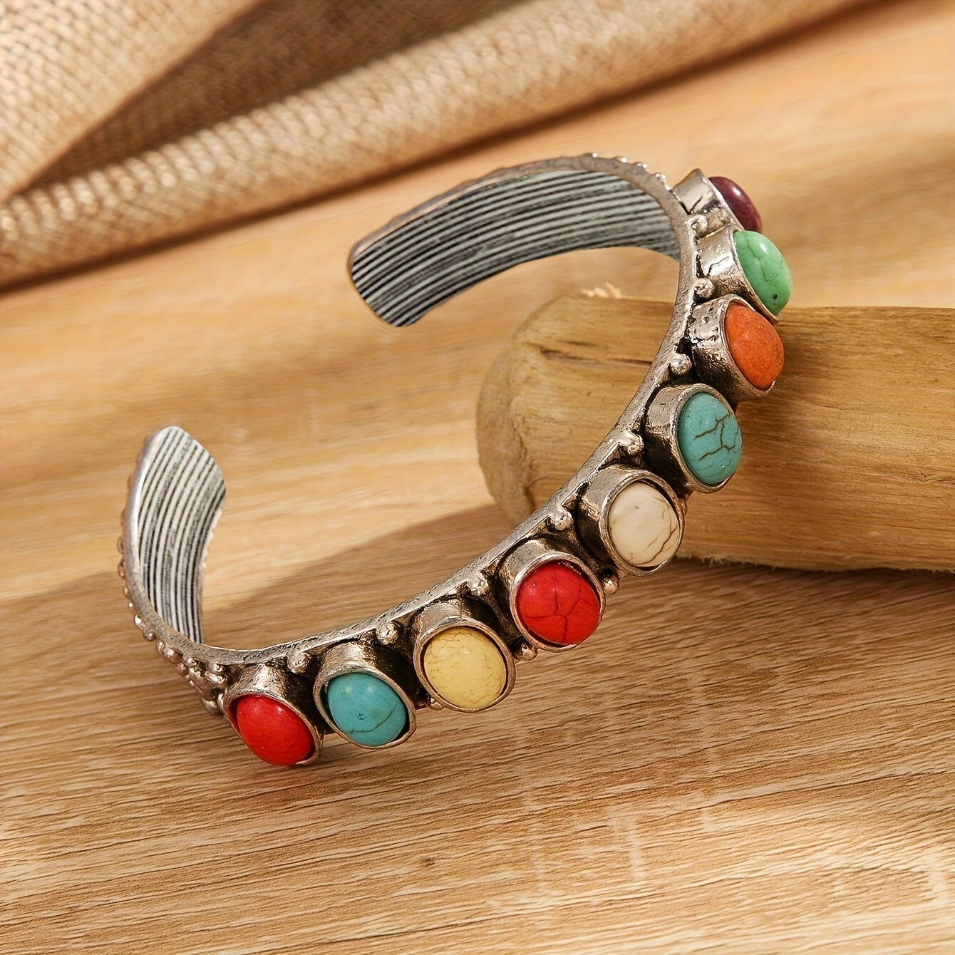 PULSERA VINTAGE STYLE MULTI-PIERRES TURQUESA MANCHETTE