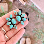 PENDIENTES BOHEMIO STYLE VINTAGE FLEURS TURQUESA
