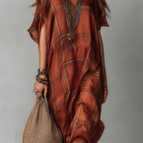 VESTIDO LARGO BOHEMIO DE ESTILO RETRO CON CUADROS - VALERINA MARBELLA