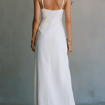 Elegant White Minimal Strappy Slit Maxi Dress