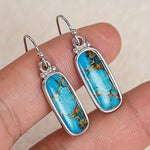 PENDIENTES TURQUESA PLATA PLAQUÉ RECTANGLE GOTA