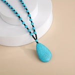 COLLAR BOHEMIO TURQUESA PERLÉ GRANDE GOTA COLGANTE
