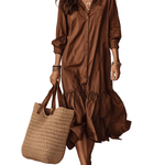 VESTIDO MIDI BOHEMIO ABOTONADO CON VOLANTE EN EL BAJO - VALERINA MARBELLA
