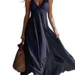VESTIDO MAXI HALTER DE RAYAS DE ESTILO BOHEMIO - VALERINA MARBELLA