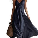 VESTIDO MAXI HALTER DE RAYAS DE ESTILO BOHEMIO - VALERINA MARBELLA