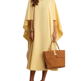 VESTIDO MIDI ELEGANTE CON CAPA DRAPEADA - VALERINA MARBELLA