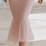 VESTIDO MIDI SIRENA ROSA BLUSH CON ESCOTE CORAZÓN - VALERINA MARBELLA