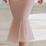 VESTIDO MIDI SIRENA ROSA BLUSH CON ESCOTE CORAZÓN - VALERINA MARBELLA