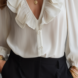 Timeless Soft Ruffle V-Neck Blouse