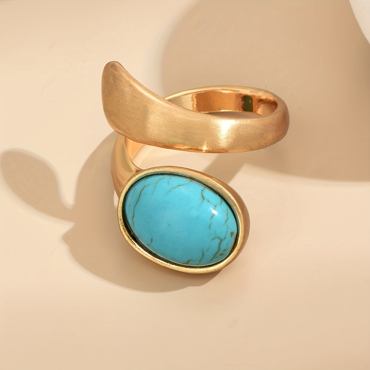 ANILLO BOHEMIO TURQUESA PLAQUÉ ORO OUVERT SORTIJA