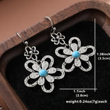 PENDIENTES VINTAGE BOHEMIO TURQUESA FLOR GOTA