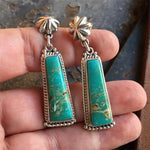 PENDIENTES PLATA COULEUR GÉOMÉTRIE TURQUESA RECTANGLE GOTA