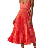 Vestido midi plissado com estampa floral elegante