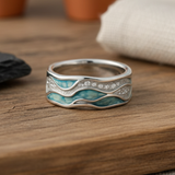 ANILLO ELEGANTE TURQUESA PLATA VAGUES