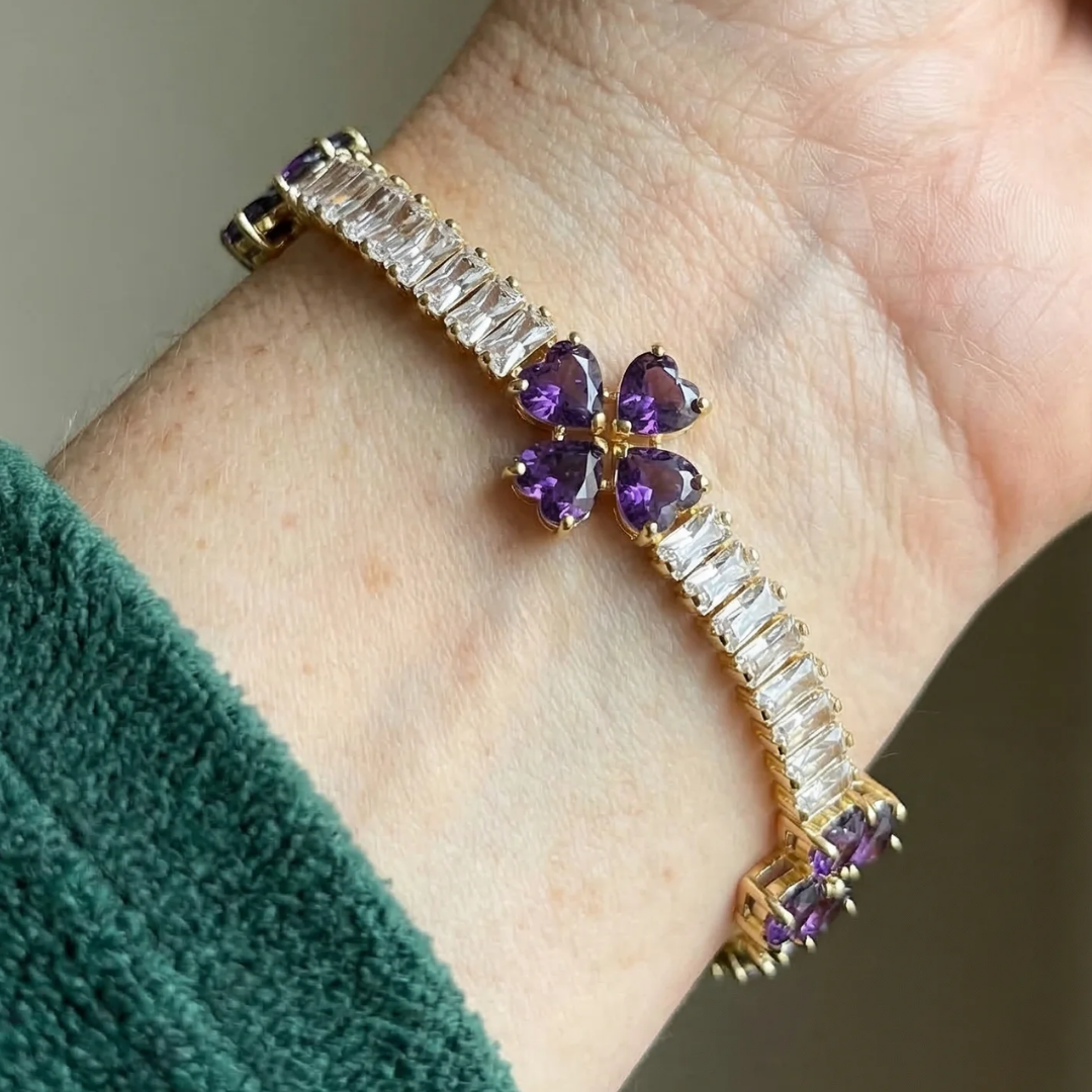 PULSERA AMATISTA TRÈFLE CORAZÓN | ORO
