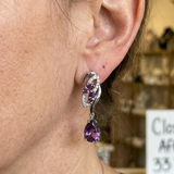 PENDIENTES AMATISTA DESTELLO GOTA | ORO BLANCO
