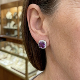 PENDIENTES AMATISTA CUADRADO PAVÉ | ORO BLANCO