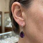 PENDIENTES AMATISTA GOTA | ORO BLANCO