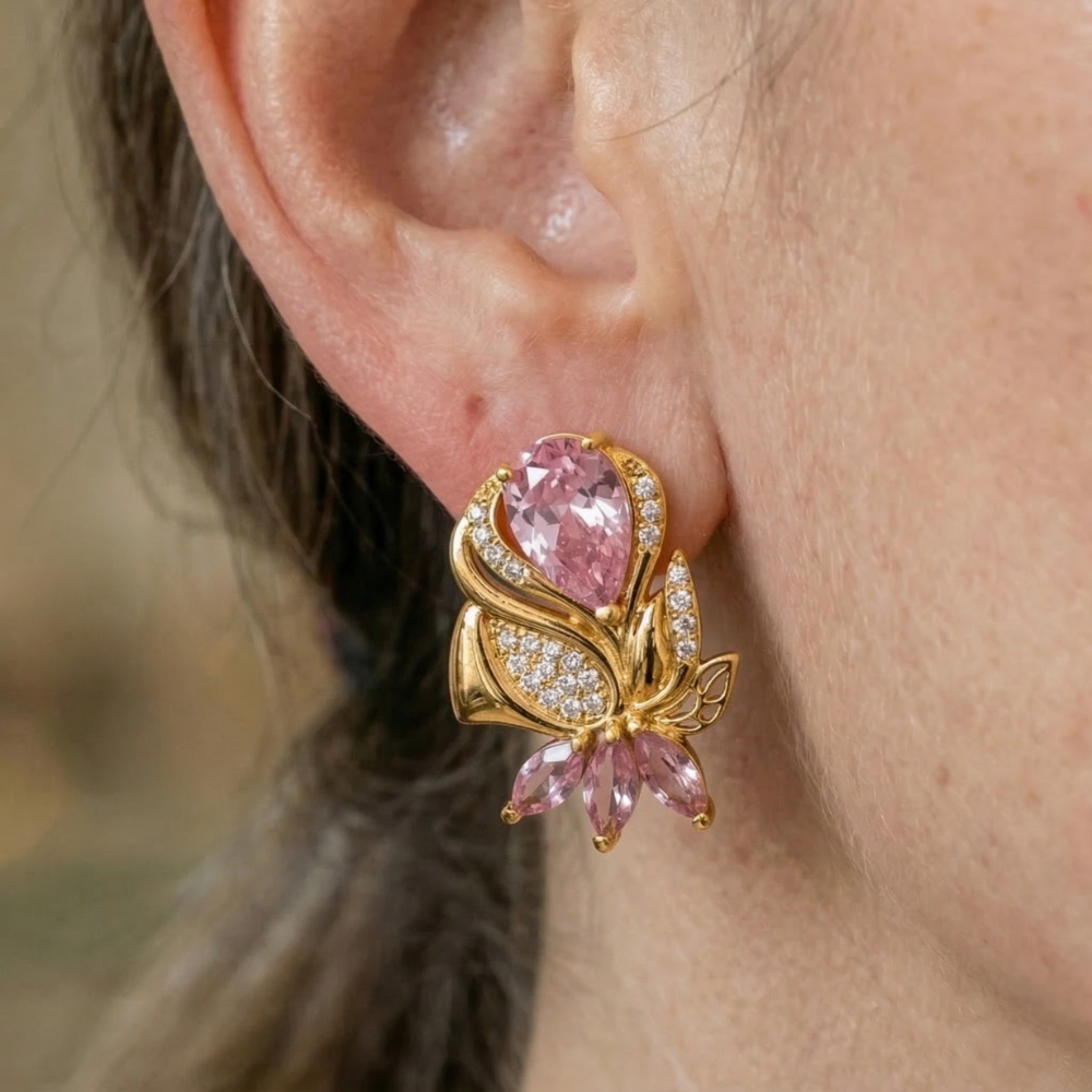 PENDIENTES PÉTALO DE ROSA | ORO ROSA