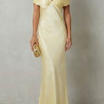 Auréliane – Golden hour elegance – Off-shoulder satin evening gown