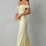 Auréliane – Golden hour elegance – Off-shoulder satin evening gown