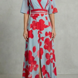 Averette – Statement bloom contrast – V-neck maxi dress