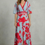 Averette – Statement bloom contrast – V-neck maxi dress