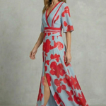 Averette – Statement bloom contrast – V-neck maxi dress