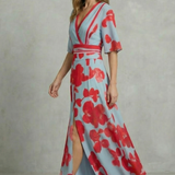 Averette – Statement bloom contrast – V-neck maxi dress