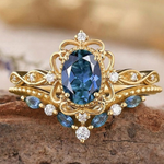 CONJUNTO AZELIA ZAFIRO CORONA ANILLO | ORO