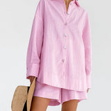 CONJUNTO DE PLAYA DE ALGODÓN DE DOS PIEZAS CON SHORTS