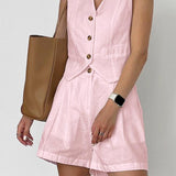 Cotton & Linen Casual Tailored Shorts Set