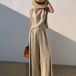 Linen Blends Casual Pants Set