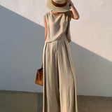 Linen Blends Casual Pants Set